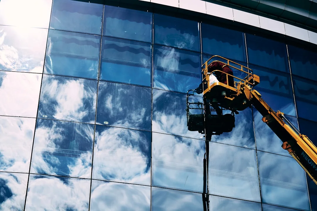 the man cleaning windows